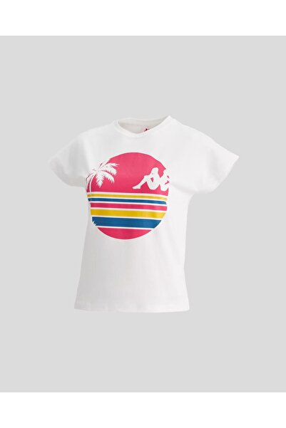 Kappa Authentic Sand Pakita Women's White-Fuchsia Pink Comfort Fit T-Shirt