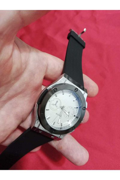 Brality Men's Wrist Watch - Black Silicone Band - Silver Color Case - 6045