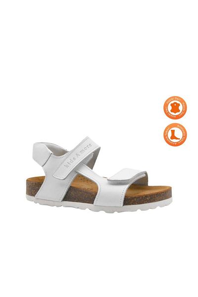 kids A more Zoey Double Velcro Leather Unisex Children's Sandals White