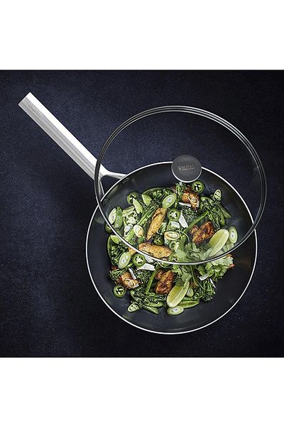 Royal Van Kempen & Begeer 28 cm Deep Frying Wok Pan Ceramic Coated Glass Lid