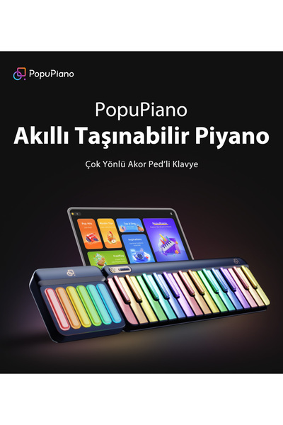 Popumusic Popupiano Akıllı Taşınabilir Dijital Piyano - Uygulama Destekli Eğitici Müzik Aleti Çocuk - Yetişkin