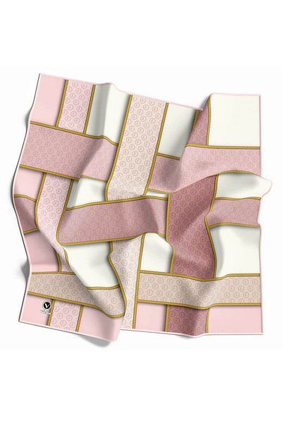VİOLLA Powder Color Monogram Pattern Twill 90X90 Scarf - Silk Free