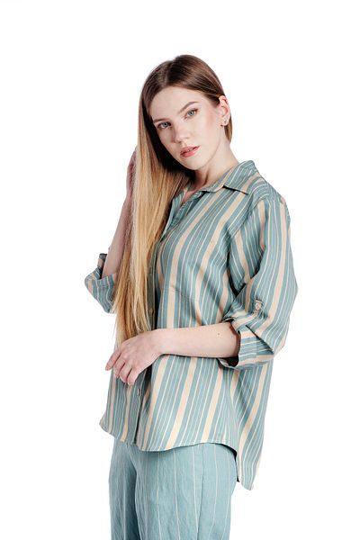 RVL Green/striped shirt