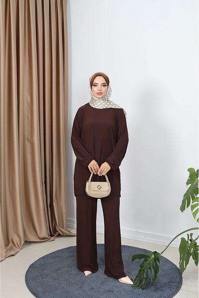 NİSUM MODA Διπλό Σετ με Παντελόνι Κρασί