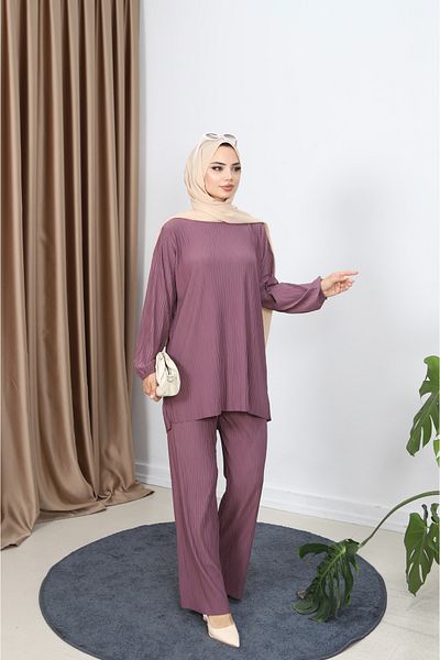 NİSUM MODA Διπλό Σετ με Παντελόνι Κρασί