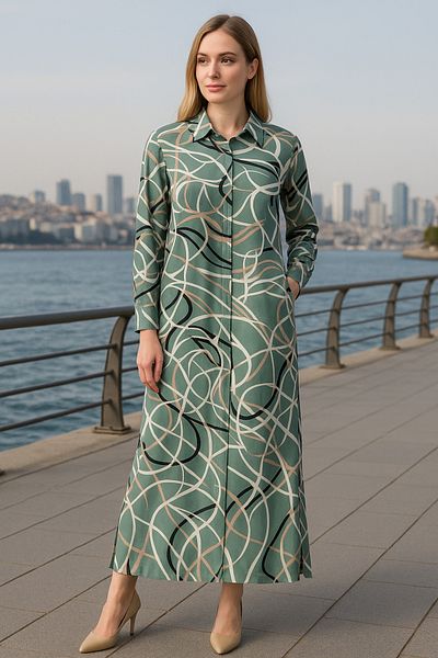 MODA Viscose Shirt Dress, Viscose Dress, Dress, Summer Dress, Slit Dress