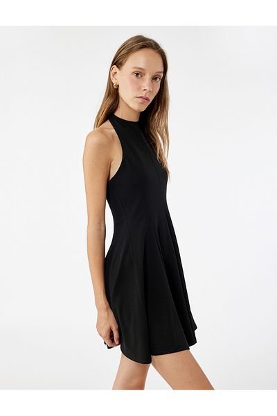 Koton Sleeveless Halter Neckline Flounced Mini Dress