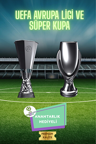 FLEXİS UEFA Avrupa Ligi & UEFA Süper Kupa 3D Maket Seti (15 cm) + Şampiyonlar Ligi Logolu Anahtarlık Hediye