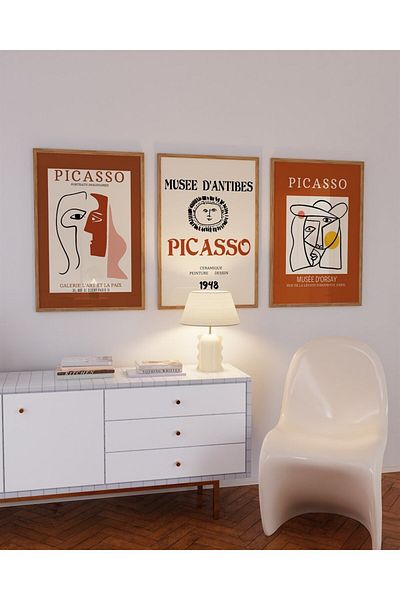 Buka Shops Picasso Musee Dantibes Set de 3 tablouri, set de postere - fără cadru