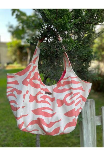 Handmade By MBK PAMUK GABARDİN HEYBE ÇANTA-NARÇİÇEĞİ ZEBRA DESEN