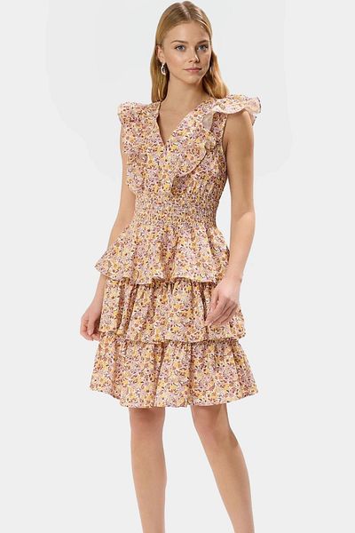 PayBuy Floral Mini Dress 100% Cotton Poplin Fabric Skater Pattern Summer Long Lasting Comfortable Use