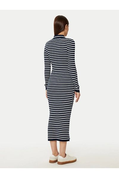 Tommy Hilfiger Tommy Jeans Tjw Ls Polo Midi Dress Women Blue Dress Dw0Dw194760A7