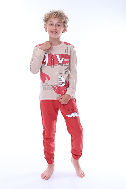 ZUZUNGA Set de trening sport pentru băieți - Never Give Up Printed (partea de jos-sus)