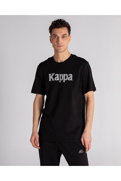 Kappa تي شيرت Hulme الأصلي للرجال باللون الأسود ذو المقاس العادي