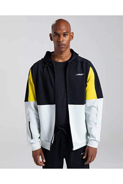 Kappa Logo Elleto Erkek Açık Gri - Siyah Regular Fit Fermuarlı Eşofman Üstü