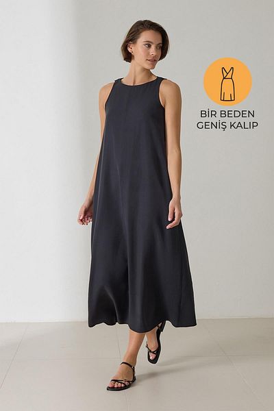 Setre Rochie neagră fără mâneci, lungă, cu croiala completă