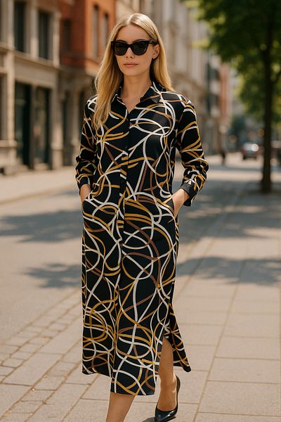 MODA Viscose Shirt Dress, Viscose Dress, Dress, Summer Dress, Slit Dress