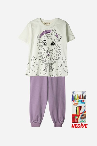 ZUZUNGA The Most Cute Figures Can Be Painted with Special Pen Children's Pajamas Set (Does Not Leave Stains After Washing)