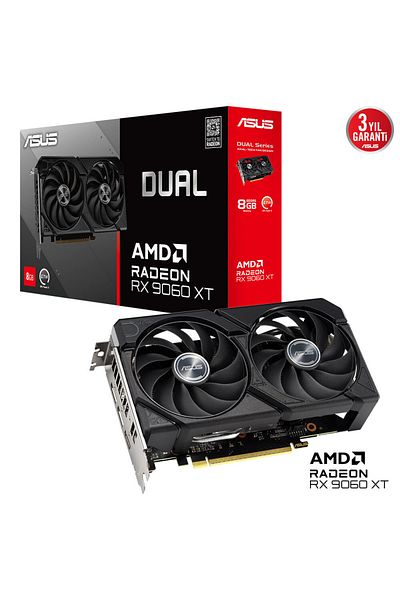 ASUS شاشة AMD Radeon Rx 9060xt 8 جيجابايت Dual-rx9060xt-8g-gaming Gddr6 128bit Dx12 للألعاب