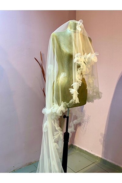 GÖKŞİN MODA طرحة زفاف طويلة مطرزة باللؤلؤ الوردي