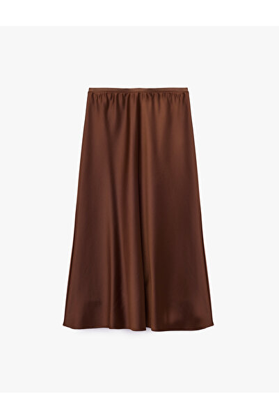 Koton Standart Bel Regular Fit Saten Midi Etek