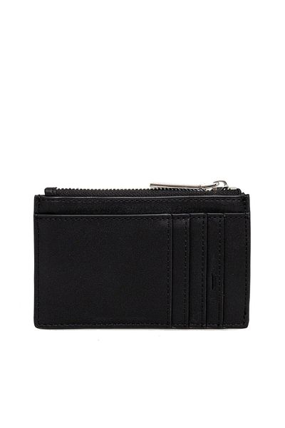 Calvin Klein Women's Black Leather Card Holder with Extra Compartment Zipper - K60K 612827 -0Gj