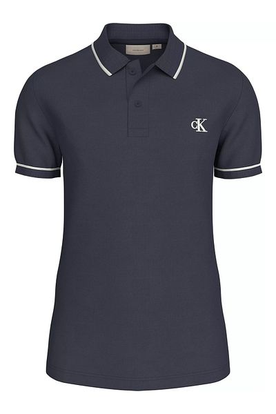 Calvin Klein Men's Slim Fit Polo Neck Short Sleeve Navy Blue Polo Neck T-Shirt J30J 315603 -Cge