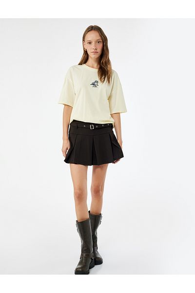 Koton Short Sleeve Crew Neck Embroidered Oversize T-Shirt