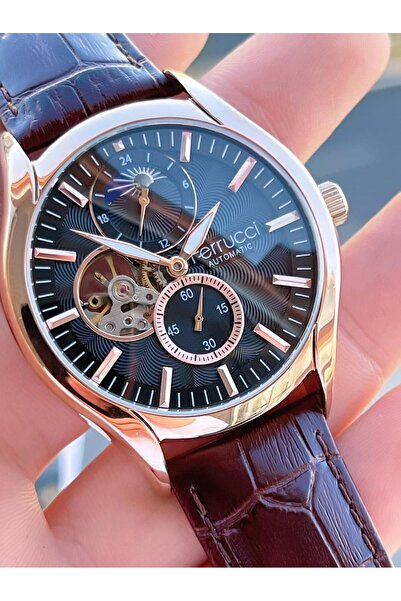 Ferrucci Otomatik&Kurmalı 30 Atm Suya Dayanıklı Deri Kordonlu Erkek Kol Saati BFC03277.01