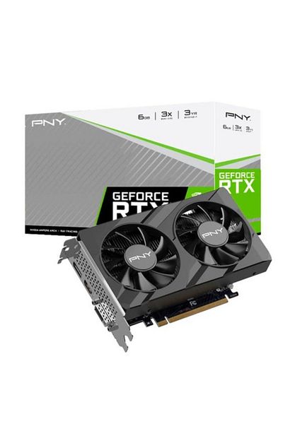 PNY بطاقة رسومات Geforce Rtx 3050 Verto Dual Fan Vcg30506dfxpb1 6 جيجابايت Gddr6 96 بت Dx12 للألعاب