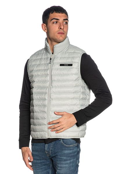 Calvin Klein Men's Stand Collar Solid Cut Zipper Closure Gray Vest K10K 113470 -Peb