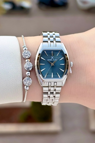 Daniel Klein Kadranı Mavi Renk 24 Ay Garantili Kadın Kol Saati ve Bileklik