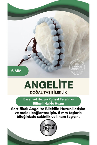 OSMANLI DEĞERLİ TAŞ Sertifikalı Angelite Doğal Taş Bileklik - 6 Mm B647