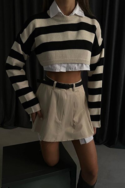 lovebox Жіночий камінь чорний смугастий кроп-светр 23W16017