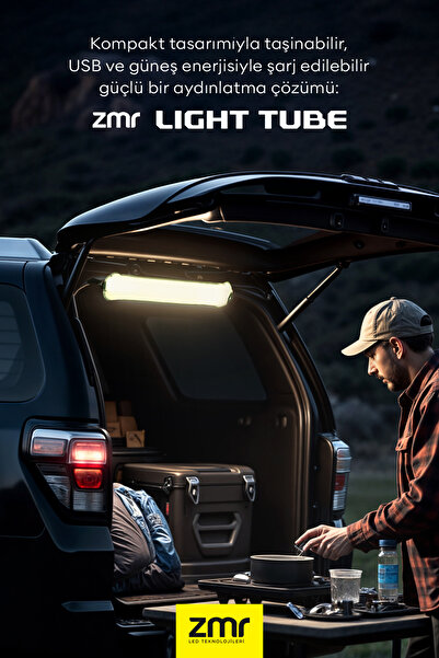 ZMR Light Tube Led Güneş Enerjili Şişirilebilir Tüp Işık 4000mAh Outdoor 24 saat Kamp & Acil Durum Işığı