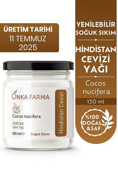 OnkaFarma Onka Farma Coconut Oil - 100% Pure Food Cold Pressed Coconut Oil - 150 ml