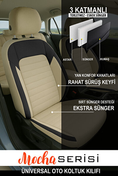 GM-DESIGN Mocha Taytüyü Car Seat Cover (Fiat Egea-Linea-Punto-Albea-Marea-Tipo-Uno Compatible)