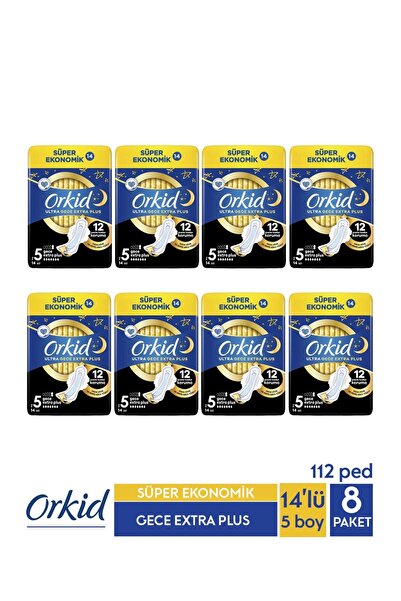 Orkid Süper Ekonomik Ultra Gece Extra Plus 14 Ad. 5 Boy X 8 Paket