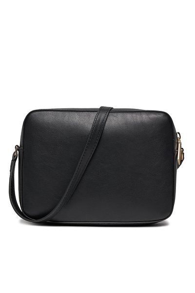 Calvin Klein Women's Leather Brand Logo Zippered Daily Use Black Shoulder Bag K60K611083-BEH