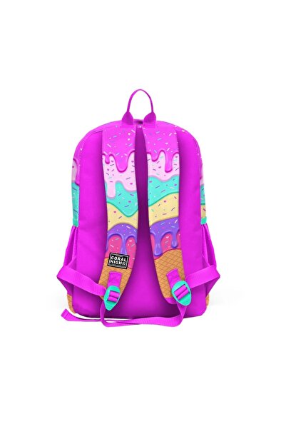 Coral High 23731 KİDS PEMBE RENGARENK DONDURMA DESENLİ DÖRT BÖLMELİ SIRT ÇANTASI