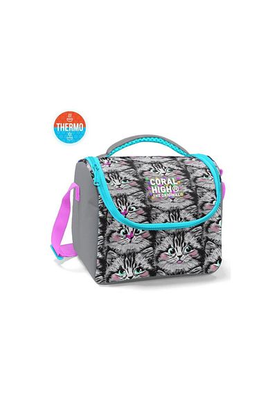 Coral High Παιδικό Thermo Lunchbox με μοτίβο γκρι γάτας 11778