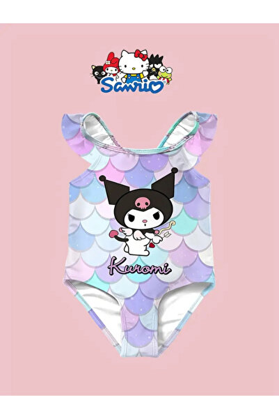 darko Kuromi Mor Pembe Çocuk Mayo Balık Pulu Desenli Balıkpulu Denizkızı Mayosu