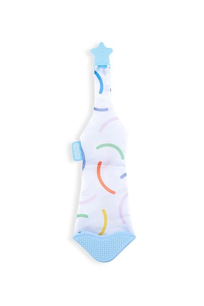 Babyjem Teether Scarf & Tie - Smiling Face - White - Rustling & Comforting Soft Silicone Bpa Free
