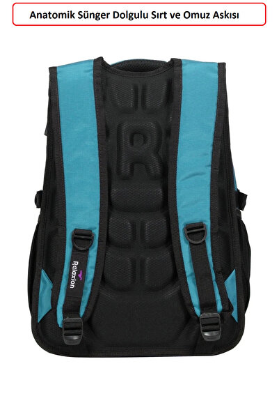 Relaxion Turquoise Water Resistant Padded Daily School Backpack with Bat Back Structure and Laptop Compartment