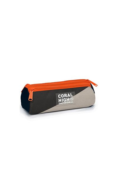 Coral High Τσάντα μολυβιού τριών χωρισμάτων σε μπλε σκούρο γκρι μπεζ χρώμα 11193