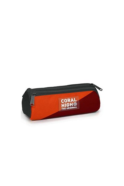 Coral High Σκούρο Γκρι Πορτοκαλί Μπορντό Χρώμα Τσάντα στυλό τριών θέσεων 11192