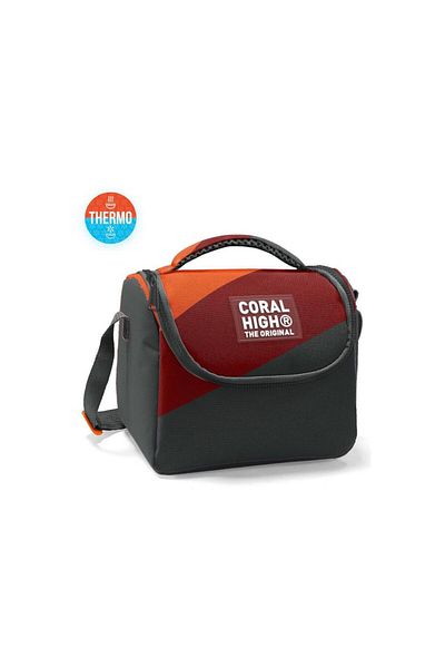 Coral High Dark Gray Orange Burgundy Colored Thermo Lunch Box 22792