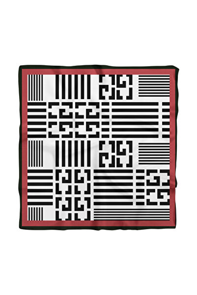 Modabutik Kadın Siyah Beyaz Geometrik Desenli 50x50 Bandana Hyl Dg01510-22