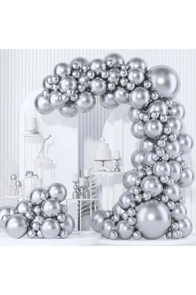 BeySüS 15 Pieces Metallic Gray Balloons for Birthday Party - inDoor Decoration