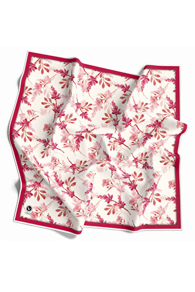 VİOLLA Twill Bahar Dalı Desenli Lacivert Renkli 90x90 Eşarp (İPEK IÇERMEZ) Ke...